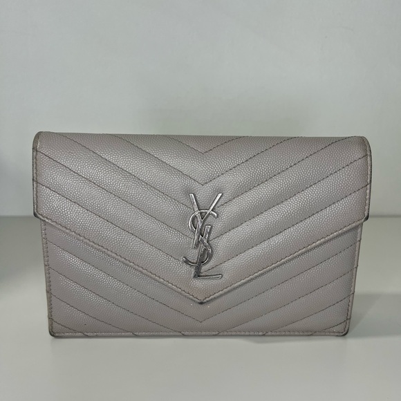 Saint Laurent YSL Cassandre Envelope WOC Wallet on Chain Leather Bag Purse - Picture 8 of 16